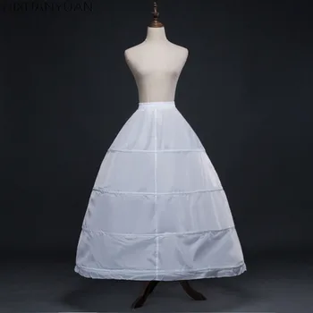 fehér 4 karikás báli ruha alsószoknya Esküvői kiegészítők Menyasszony krinoline Olcsó hosszú alsószoknya Velos de Novia Voile de Mariee