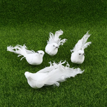 Fehér madarak Mesterséges hab Tollas galambok Kézműves madarak Mini dekoratív madarak