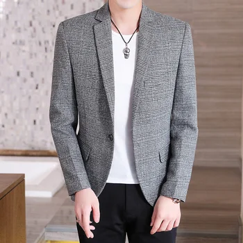 Férfi dzseki kockás vékony szabású fiatal középkorú alkalmi vékony kis öltöny Business Single Western 2023 ősz Új öltöny