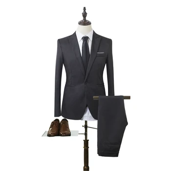 Férfi formális blézerdzseki kabát nadrág, vékony üzleti öltöny szmoking, parti esküvő, TagSize m ~ 2XL, poliészter szövet, divatos