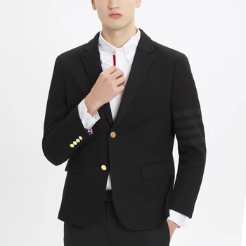 Férfi slim fit öltöny gyapjú kabát gomb le Üzleti formális blézer divatmárka alkalmi szilárd esküvői parti dzseki