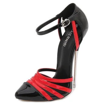 Fétis magas sarkú cipő 16cm fém sarok női pumpák modell show női cipők többszínű fényképészeti magas sarkú cipő nagy méret 35-46