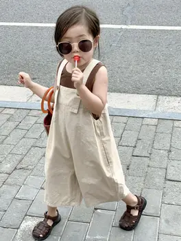 Gyerekek Lányok Ruhák Overallok 2023 Koreai nyár Új laza pánt Toddler Girl Jumpsuit Kids Baby overallok Roupas Infantis Menina