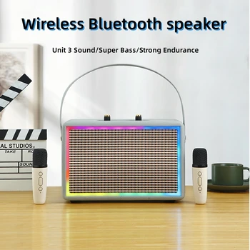H8 Fa vintage vezeték nélküli K Song Bluetooth audio hordozható vezeték nélküli mikrofon Integrált hordozható audio kettős mikrofonnal