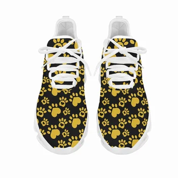 HOMDOW Márka Design Női tornacipők Fehér alkalmi cipők Rajzfilm állati lábnyomok Nyomtatás Könnyű Fűzős lakások Lábbeli