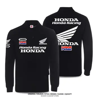 Honda POLO ing, hosszú ujjú hajtókás motorgyár csapat versenyruha férfiaknak és nőknek férfi alkalmi tiszta pamut lovaglás