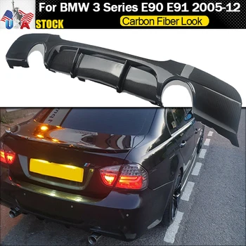 Hátsó diffúzor BMW E90 325i 335i 2005 - 2011 M-Sport lökhárító szénszálas kettős Exhuast-