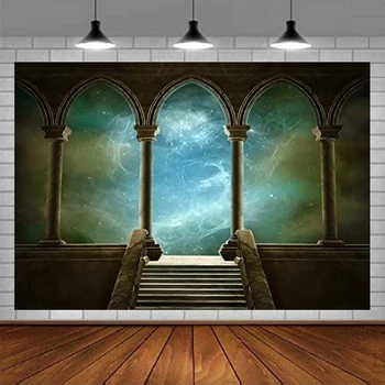 Háttér Fantázia Csillagos ég az ősi boltívekből Háttér Középkori galéria Templom Vár Márvány kőoszlop Lépcsőház Fotó