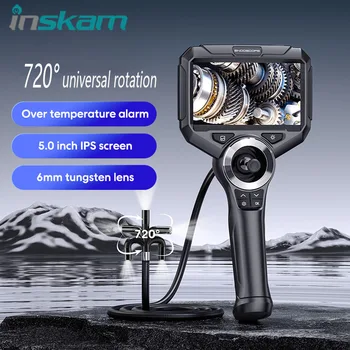 INSKAM 5 hüvelykes ipari endoszkóp kamera HD 720 ° -os forgatás 4 irányú csuklós ellenőrző kamera autócső-csatorna kamerákhoz