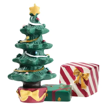 Karácsonyi akvárium dekoráció karácsonyfa ajándékdoboz miniatűr gyanta mikro-táj díszek haltartály kellékekhez