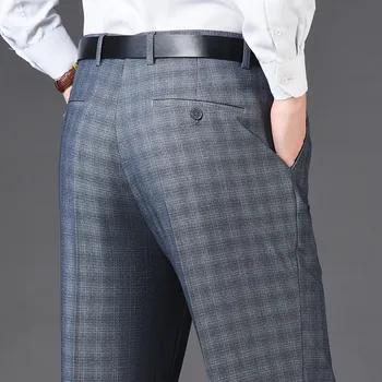 Kasmír lapos kockás öltöny nadrág magas derekú fekete Khaki Korea ruházati ruhanadrág férfi számára Hivatalos férfi nadrág 2023 Vastagodás