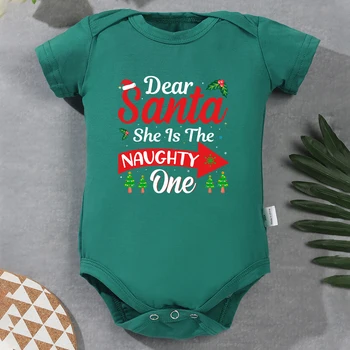 Kedves Mikulás, ő a haditengerészet Egy újszülött kislány ruhák Boldog karácsonyt zöld kisgyermek fiú bodyk Karácsonyi ajándék Baba Onesies