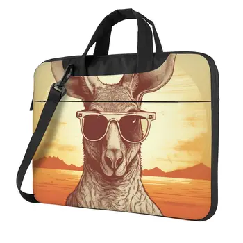 Kenguru laptop táska Naplemente állatok napszemüveggel Macbook Air Pro Dell 13 14 15 15.6 notebook tok utazási ütésálló tasak