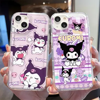 Kuromi Sanrio átlátszó anime telefontok iPhone 15-höz 14 13 12 11 Pro Max Xr X 8 14 Plus tok Aranyos rajzfilm ütésálló tok