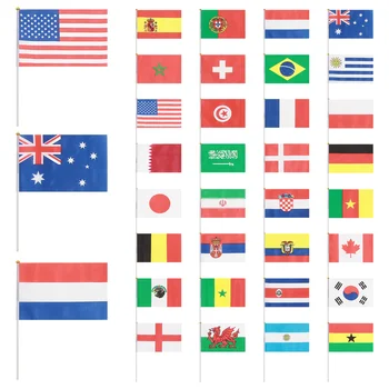 Kézi nemzeti zászlórúd Nemzetközi világ ország zászlók Bannerek a Bar Party dekorációhoz Kézzel lengető zászló országok