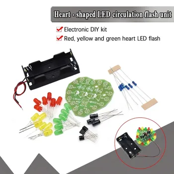 LED szív alakú keringő lámpa tartozékok, elektronikus gyártási zseblámpa, barkács szerszámkészlet, elektronikus laboratórium