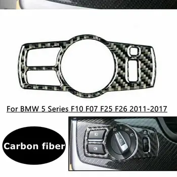 LHD szénszálas fényszórókapcsoló gomb védőburkolat dekoráció BMW 5-ös sorozathoz F10 F11 F01 F02 F07 F25 F26