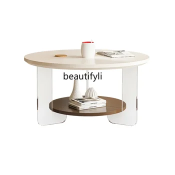 Light Luxus Francia kerek Nappali Home Cream Style Kreatív egyszerű akril teaasztal dohányzóasztal a nappaliban