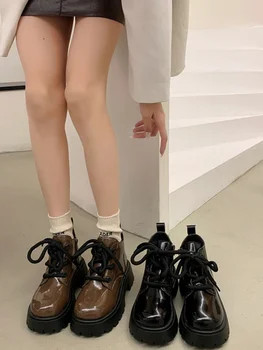 Lolita Boots márka női cipő Csizma-női kerek orrú lapos sarkú cipzár Divat 2023 Rock gumi boka magas sarkú őszi hölgyek
