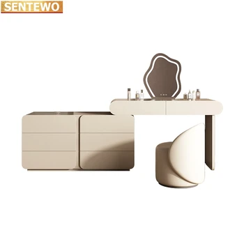 Luxus fa komód öltözködés smink mosdó íróasztal asztalkészlet tükörfiókkal Pentiadeira Feminina Chambre szék hálószoba