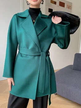 Luxus közös stílusú női kabát Téli divat Ausztrál tiszta gyapjú kabát divat hajtóka felső kézzel készített gyapjú női ruházat