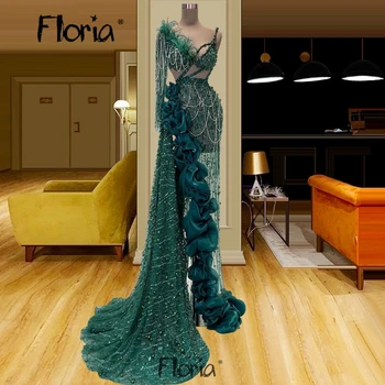 Luxus oldalvonat Party ruha fodros magas hasított pánt Hosszú híresség ruhák toll Hivatalos báli ruhák вечернее платье Dubaj