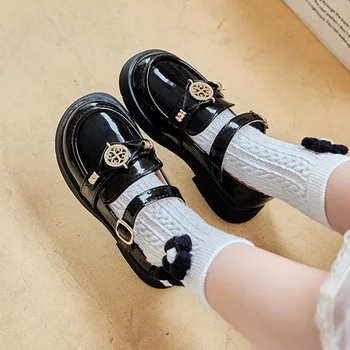 Lányok cipői 2023 tavasz ősz puha talp brit stílusú gyermek hercegnő cipő Általános iskolások Fekete teljesítmény cipő