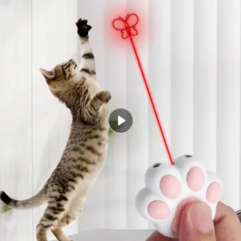 Macskajátékok USB újratölthető multifunkciós kulcstartó kisállat lézeres játék macskáknak interaktív vicces cica tréning lézerjáték