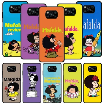 Mafalda rajzfilm fekete telefontok Xiaomi Redmi 10A 10C 10C 9C 9T 9A 9 Poco X5 Pro X3 Nfc M5S M3 M2 F3 K40 szilikon tok