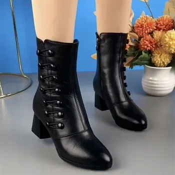 Maogu 2023 Új téli magassarkú cipő Női divat szexi meleg bokacsizma fekete női designer cipő vaskos magas csizma nők