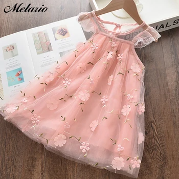 Melario Aranyos lányok ruhája Új nyári lányok ruhái Virág hercegnő ruha Gyermekek nyári ruhák Kislányok ruhája alkalmi viselet
