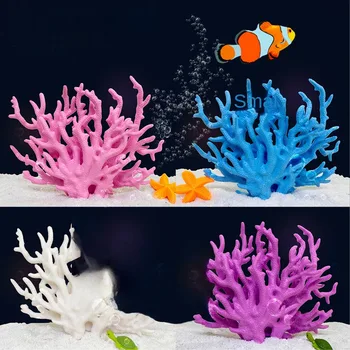 Mesterséges akvárium dekoráció Korall színes haltartály víz alatti korall növény szimuláció sziklakert akvárium kiegészítők