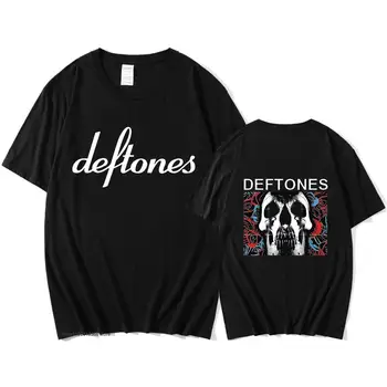 Metal Rock Band Deftones Graphic Pólók Férfi Vintage Ting Punk Regular Fit Harajuku 100% pamut pólók Gothic Print Casual Top