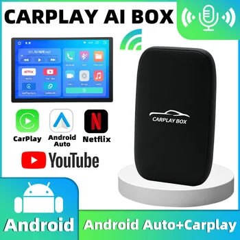 Mini Ai Box Andoroid vezeték nélküli CarPlay Android Auto Youtube Netflix testreszabhatja a hordozható autós multimédiás illeszkedéseket 98% autók számára