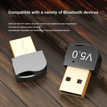 Mini USB Bluetooth-kompatibilis 5.0 adapter vezeték nélküli vevő USB dongle adapter Win8 vagy újabb rendszerhez jelzőfénnyel