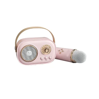 Mini vezeték nélküli Bluetooth Audio Otthoni éneklés Karaoke beépített mikrofon hangszóró sztereó otthoni KTV szett rózsaszín