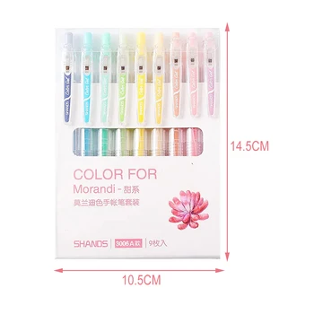 Morandi Color Press-Type Pen 9 részes készlet Soomthly Ink Stationery Pen ajándék születésnapra