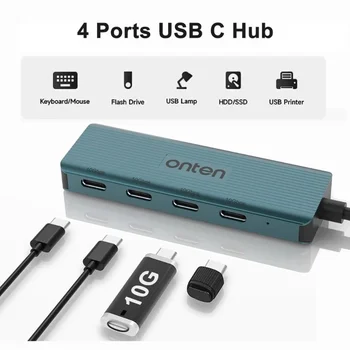  Nagy sebességű USB C hub 4 az 1-ben többportos C típusú adapter 10 Gbps adatátvitel A 4 portos USB C 3.1 Splitter nem támogatja a töltést
