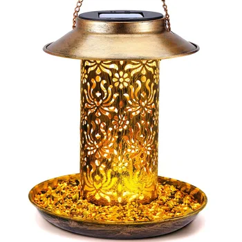 Napelemes madáretető kültéri függesztéshez, fém vadmadáretető kardinálisokhoz Napelemes kerti lámpás S horoggal ajándékba
