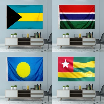Nemzeti zászló Bahama-szigetek Gambia Palau Köztársaság Togo grafika Egyedi nyomtatott sport poliészter tengelyfedél Gyűrűk Banner
