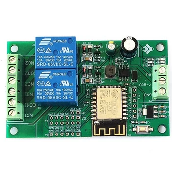 New-ESP8266 ESP-12F Wifi relé modul 2 csatornás 5V / 8-80V hálózati relé kapcsoló Arduino Ide Smart Home App Remot vezérléshez