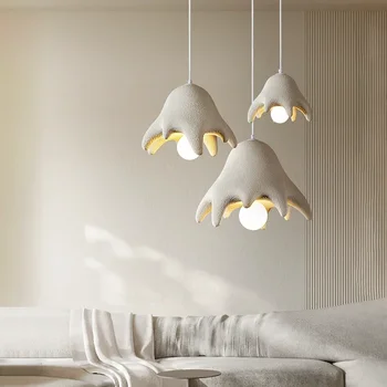 Nordic Creativity krém stílusú csillár Wabi Sabi Étterem Bár Étkező dekoráció Függőlámpák hálószoba éjjeli függő lámpa