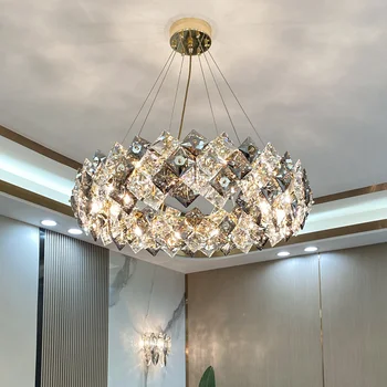Nordic Luxus csillár négyzet alakú kristálycsillár Nappali Lakberendezés lámpa Modern hangulat hálószoba lámpa
