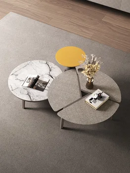 Nordic tömörfa kör alakú dohányzóasztal kombináció modern minimalista kreatív internet híresség kis kerek kisasztal