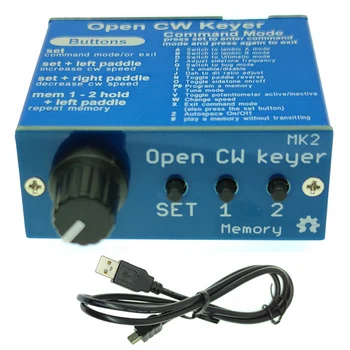 Nyissa meg a CW Keyer MK2 készletet fémtokkal CW Keyer MK2 készlet CW sebesség 1 és 999 WPM között állítható (összeszerelve)