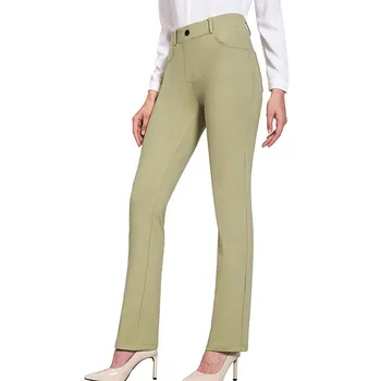 Női nadrág Őszi ruhák Streetwear Egyszínű magas derékú rugalmas kiszélesedő nadrág zsebekkel a parti randevúkhoz