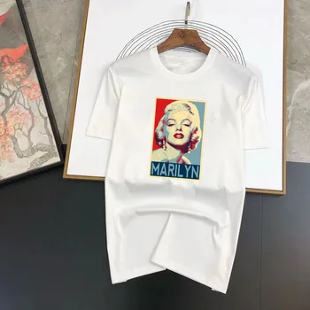Női nyári Y2k póló karakter Marilyn Monroe Print Ladies rövid ujjú alkalmi pólók Ruházat laza tiszta pamut puha felső