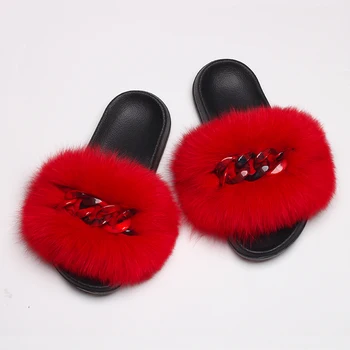 Női szandálok Fuzzy csúszdák Piros ajkak Dekor bolyhos papucsok Női luxusmárka Kültéri alkalmi műszőrme cipők Szőrös papucsok 2022