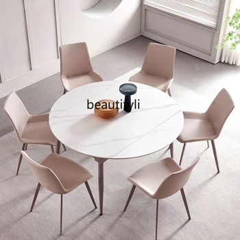 Olasz minimalista kőtányér étkezőasztal Modern minimalista északi éttermi asztal Egy asztal Négy hat szék kombinációja