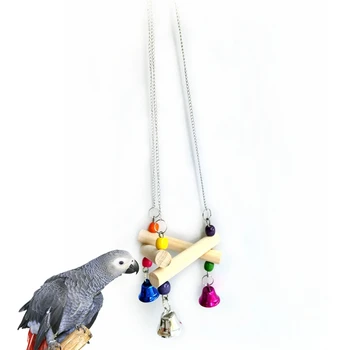 Papagáj hinta fa színes gyöngy vicces madár hinta sügér papagáj hinta játék csengővel éles hangzású madár papagáj galamb kellékek